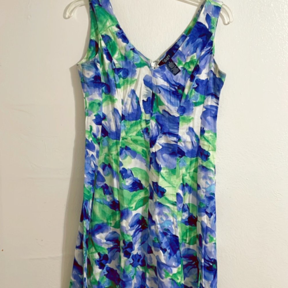 Blue Green Floral Dress - Chaps